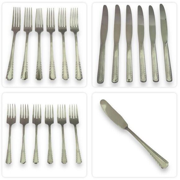DS 19 pc Stainless Flatware USA Dinner Forks & Knives, Salad Forks, Butter Knife - Picture 1 of 16